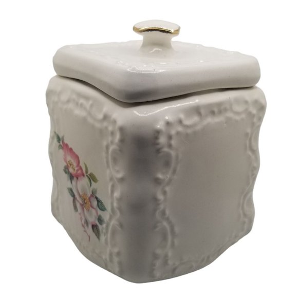 VTG Kitchen Canister OLD ENGLISH BISCUIT JAR 1975 The House of Webster Flowers - Picture 4 of 12